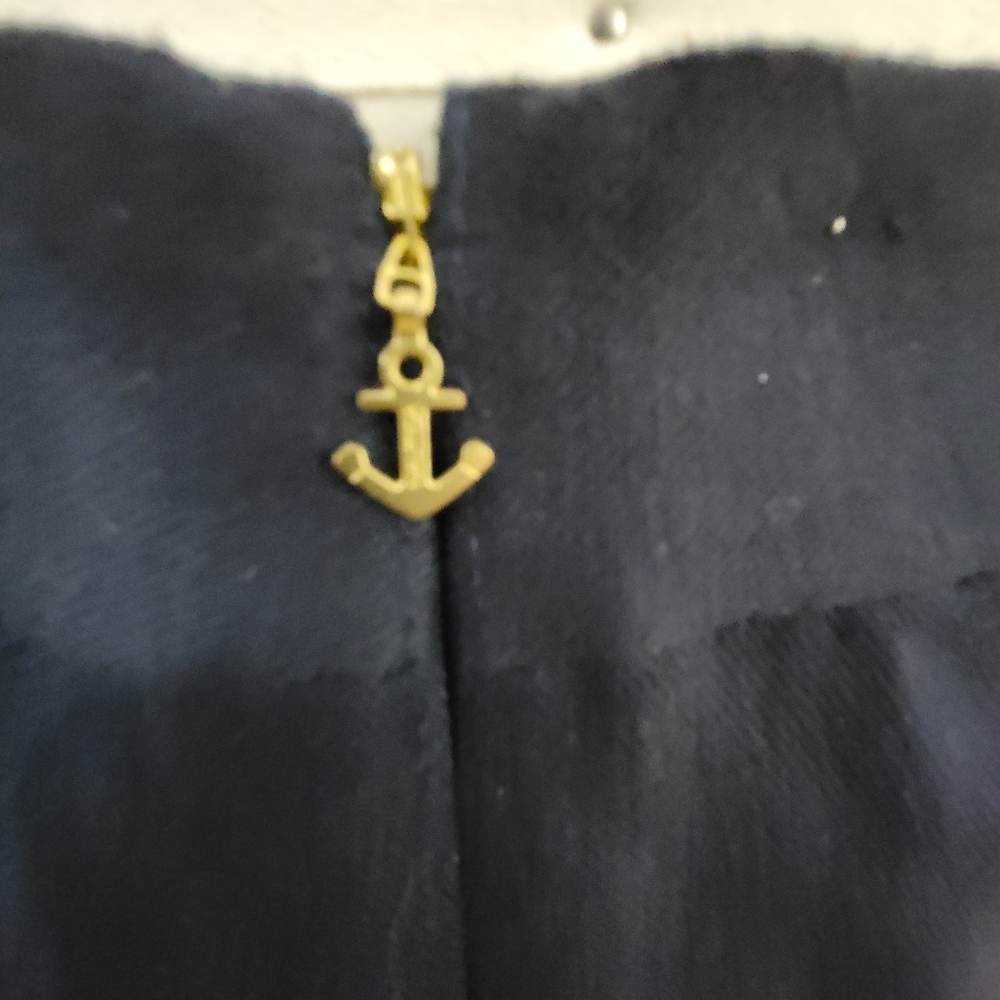 NAUTICA Navy blue Wool Blend Nautical Skirt Front Gold Buttons Size 6 - Picture 3 of 8
